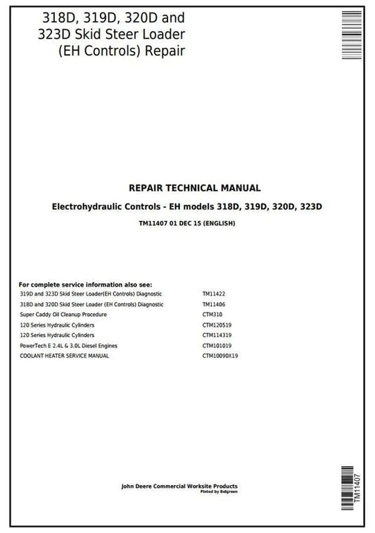 PDF John Deere 318D, 319D, 320D, 323D Skid Steer Loader Service Manual TM11407