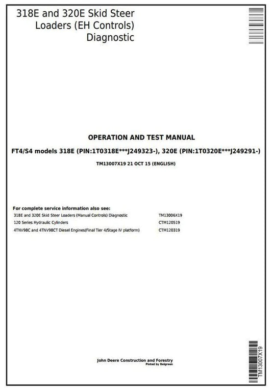 PDF John Deere 318E 320E Skid Steer Loader EH Controls Diagnostic & Test Service Manual TM13007X19