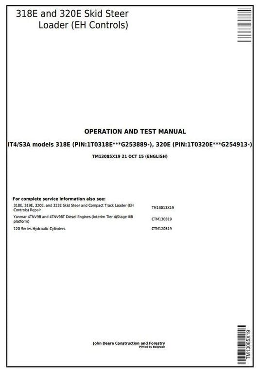 PDF John Deere 318E 320E Skid Steer Loader EH Controls Diagnostic & Test Service Manual TM13085X19