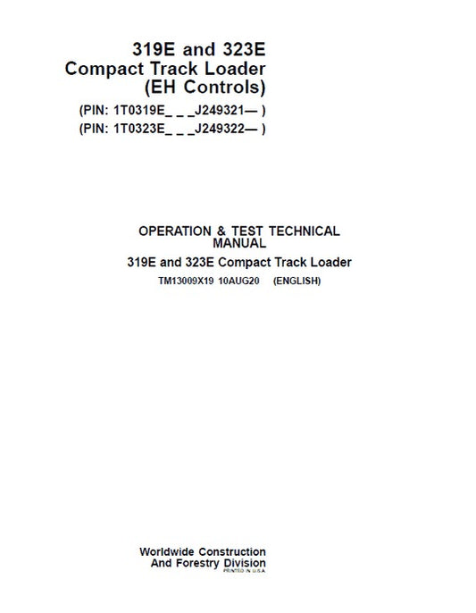 PDF John Deere 319E 323E Compact Track Loader Diagnostic and Test Manual TM13009X19