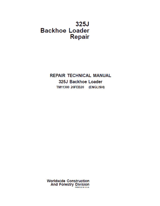 PDF John Deere 325J Side Shift Loader Service Manual TM11300