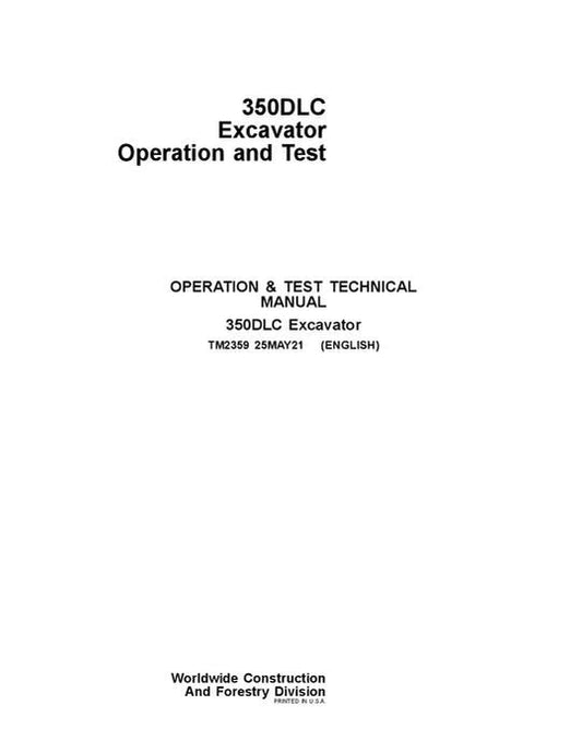 PDF John Deere 350DLC Excavator Diagnostic and Test Service Manual TM2359