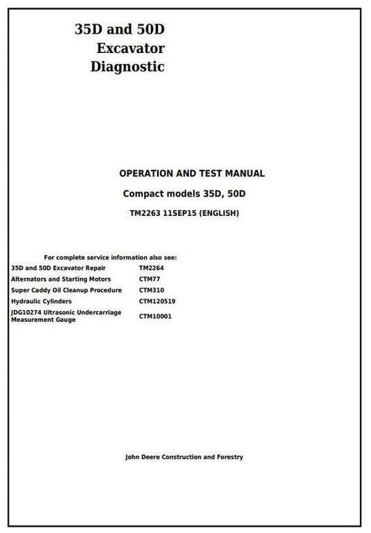PDF John Deere 35D 50D Compact Excavator Diagnostic and Test Service Manual TM2263