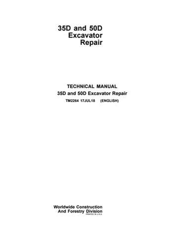 PDF John Deere 35D and 50D Compact Excavator Repair Service Manual TM2264