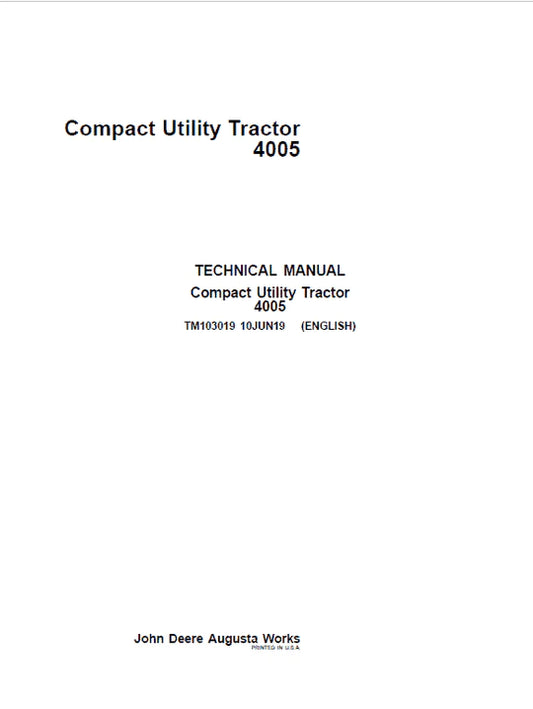 PDF John Deere 4005 Compact Utility Tractor Diagnostic and Test Service Manual TM103019