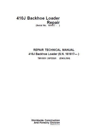 PDF John Deere 410J Backhoe Loader Service Manual TM10851