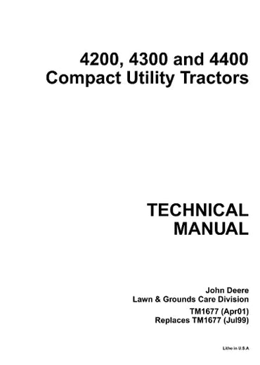 PDF John Deere 4200 4300 4400 Tractor Service Technical Manual TM1677 