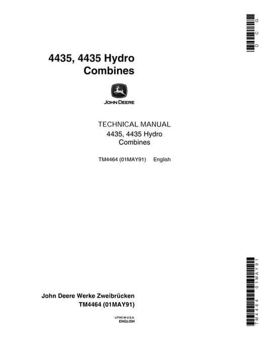 PDF John Deere 4435 4435 Hydro Combine Service Repair Manual TM4464