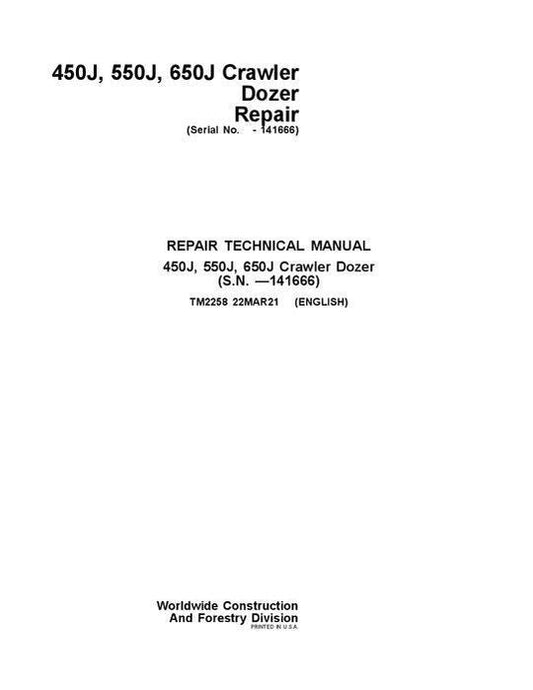PDF John Deere 450J, 550J, 650J Crawler Dozer Service Manual TM2258