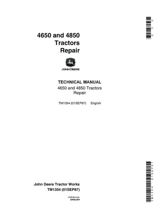 PDF John Deere 4650 4850 Tractor Service Manual TM1354