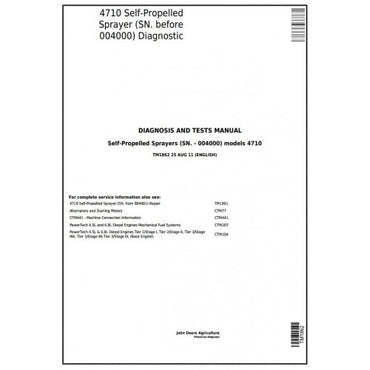 PDF John Deere 4710 Self-Propelled Sprayer (SN: 004000) Diagnostic & Test Service Manual