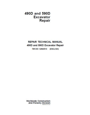 PDF John Deere 490D, 590D Excavator Service Manual TM1390