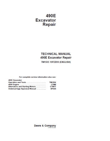 PDF John Deere 490E Excavator Service Manual TM1505