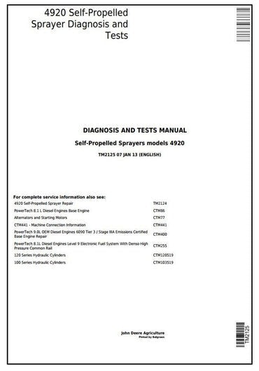 PDF John Deere 4920 Self-Propelled Sprayer Diagnostic and Test Service Manual TM2125