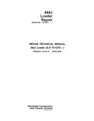 PDF John Deere 4WD 444J Wheel Loader Service Manual TM10243