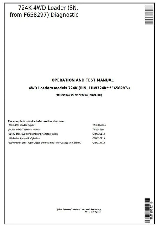 PDF John Deere 4WD 724K Wheel Loader (SN. from F658297) Diagnostic & Test Service Manual TM13054X19