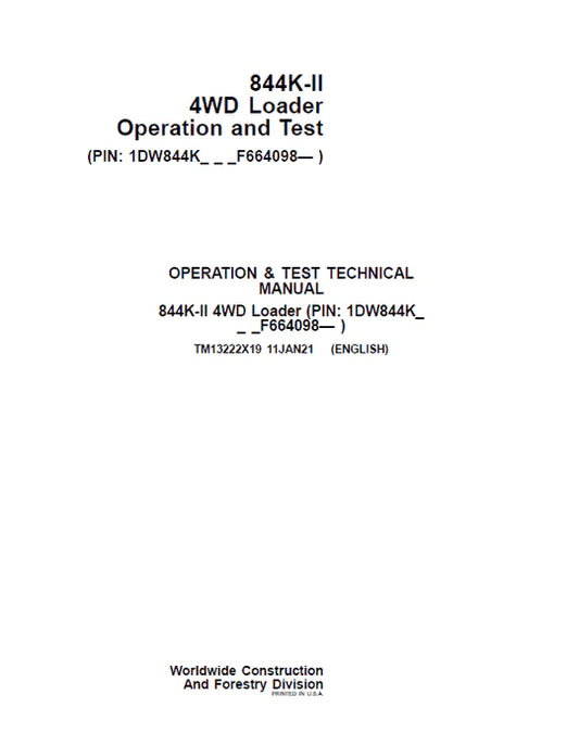 PDF John Deere 4WD 844K Series II Wheel Loader Diagnostic & Test Service Manual TM13222X19