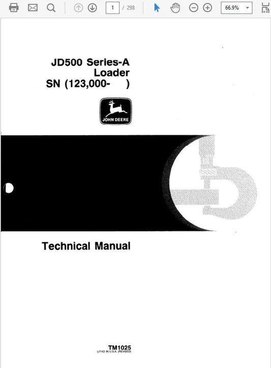 PDF John Deere 500A Backhoe Loader Service Manual TM1025