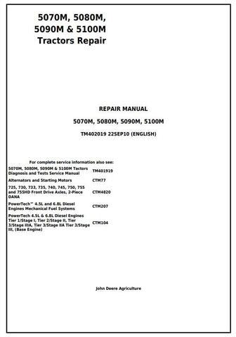 PDF John Deere 5070M 5080M 5090M 5100M European Tractor Service Manual TM402019