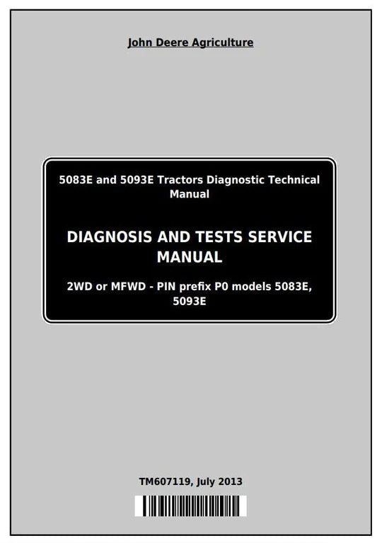 PDF John Deere 5083E 5093E Tractor Diagnostic, Operation and Test Service Manual TM607119