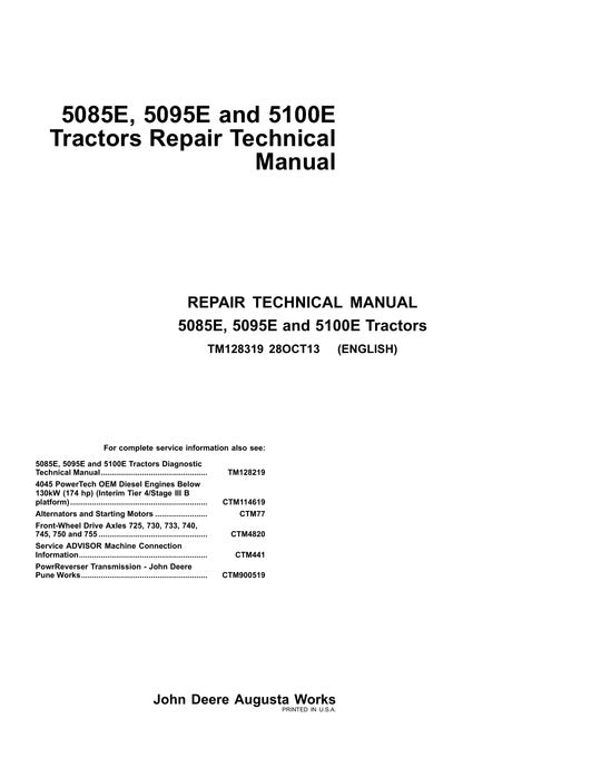 PDF John Deere 5085E 5095E 5100E Tractor Service Manual TM128319