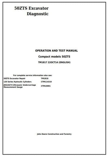 PDF John Deere 50ZTS Compact Excavator Diagnostic and Test Service Manual TM1817