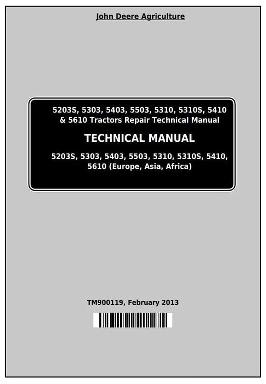 PDF John Deere 5103 5103S 5203 Tractor Repair Service Manual TM2041