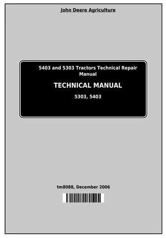 PDF John Deere 5303 and 5403 India Tractor Diagnostic and Test Service Manual TM8088