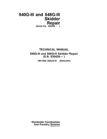 PDF John Deere 540G-III 548G-III Skidder Service Manual TM11809