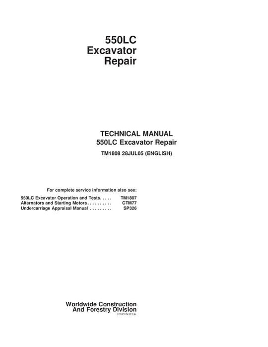 PDF John Deere 550LC Excavator Service Manual TM1808