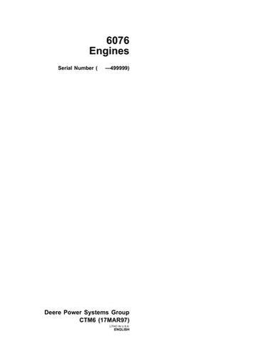 PDF John Deere 6076 Engine Service Manual CTM6