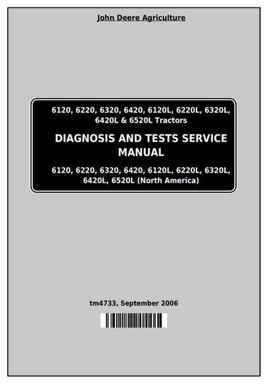 PDF John Deere 6120, 6220(L) 6320(L) 6420(L) 6520L Tractor Diagnosis and Test Service Manual TM4733