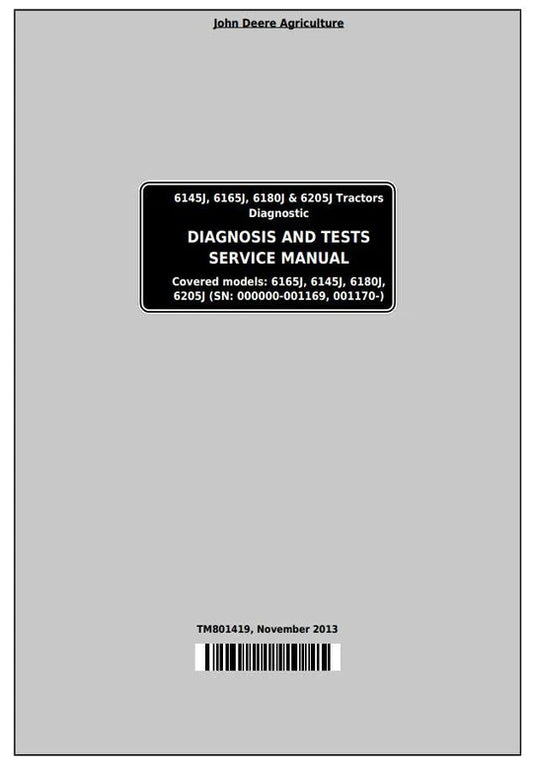 PDF John Deere 6145J 6165J 6180J 6205J Tractor Diagnostic and Test Service Manual TM801419