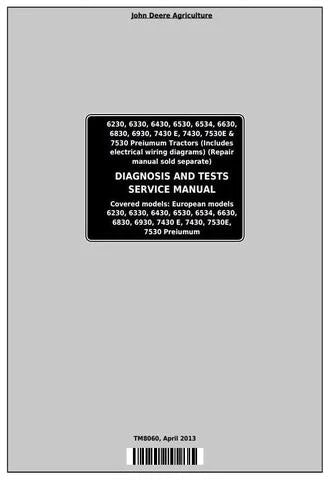 PDF John Deere 6230 6530 6534 7430E 7430 7530E 7530 Premium Tractor (EU) Diagnosis and Test Service Manual TM8060