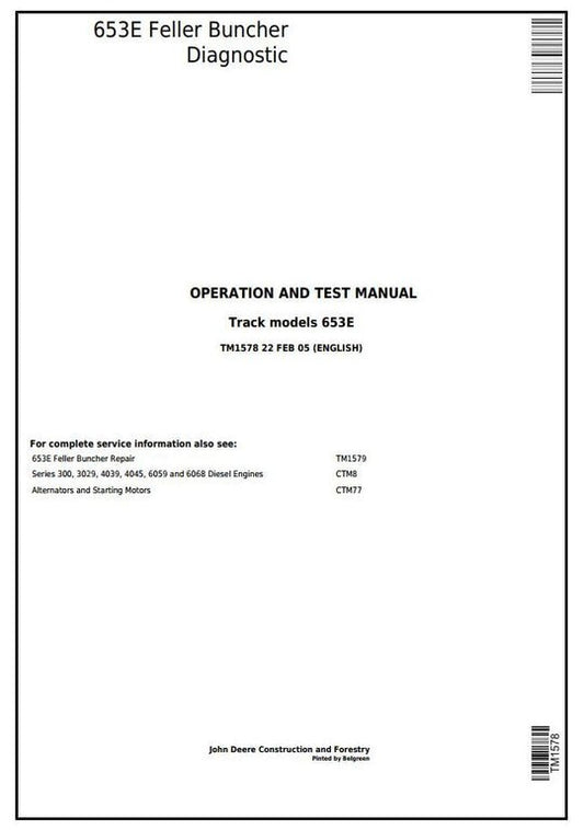 PDF John Deere 653G Tracked Feller Buncher Diagnostic & Test Service Manual TM1774
