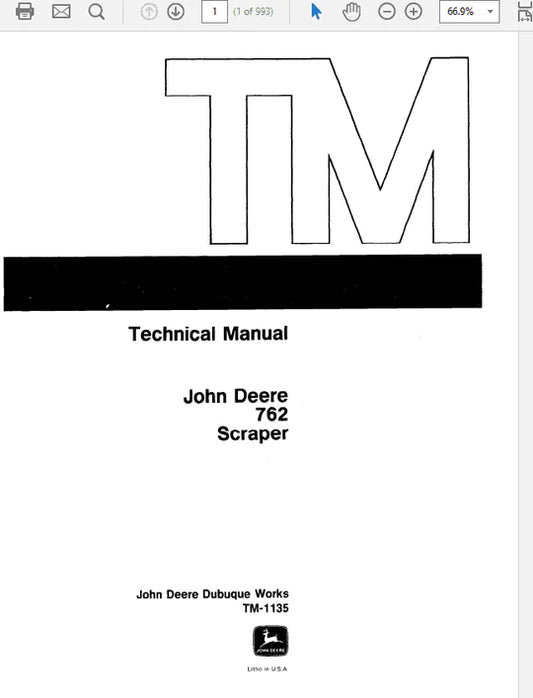 PDF John Deere 672 Scraper Service Manual TM1135