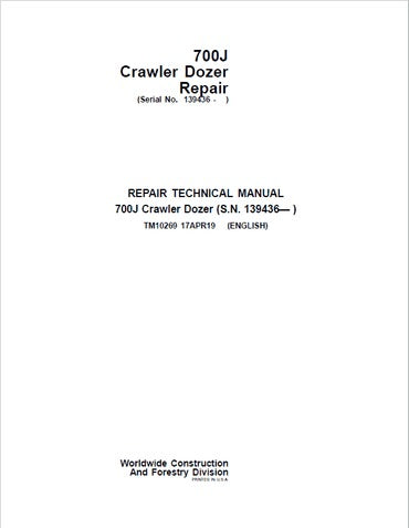 PDF John Deere 700J Crawler Dozer Diagnostic & Test Service Manual TM10268