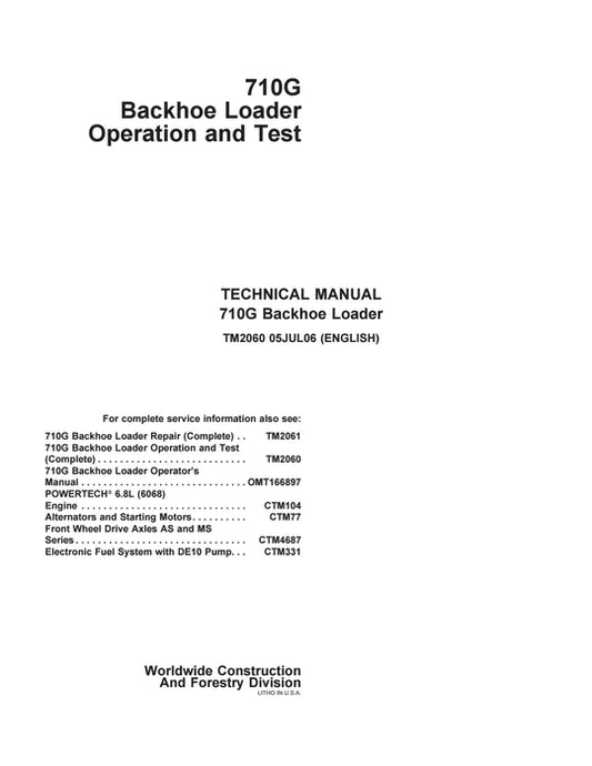 PDF John Deere 710G Backhoe Loader Diagnostic and Test Service Manual TM2060