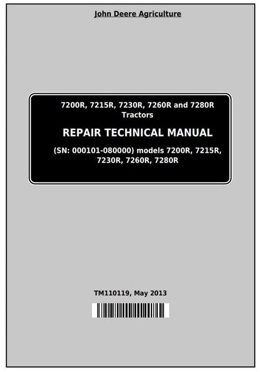 PDF John Deere 7200R, 7215R, 7230R, 7260R, 7280R Tractor Repair Service Manual TM110119