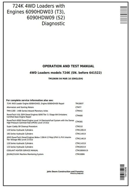 PDF John Deere 724K Wheel Loader Diagnostic and Test Service Manual TM10696