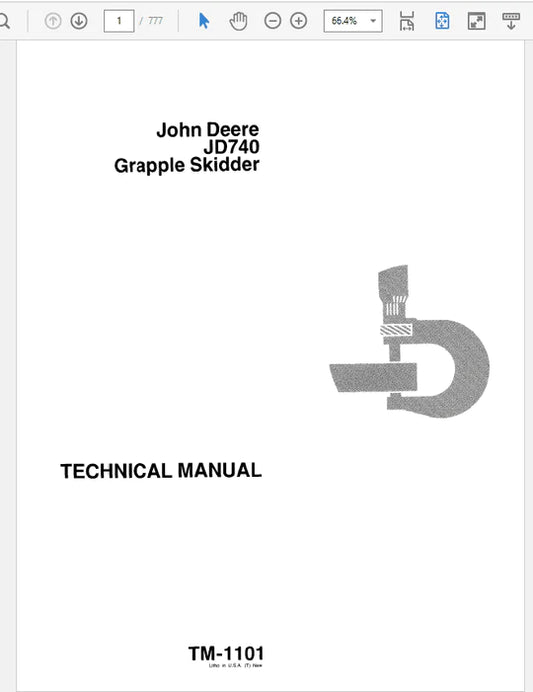 PDF John Deere 740 Grapple Skidder Service Manual TM1101