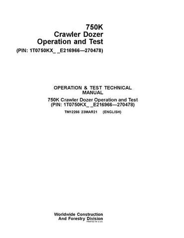 PDF John Deere 750K Crawler Dozer Diagnostic and Test Service Manual TM12266