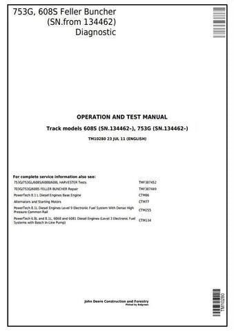 PDF John Deere 753G, 608S Tracked Feller Buncher Diagnostic & Test Service Manual TM10280