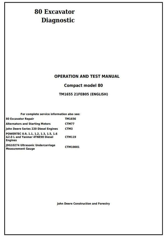 PDF John Deere 80 Midi Excavator Diagnostic and Test Service Manual TM1655