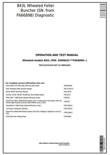 PDF John Deere 843L Wheeled Feller Buncher Diagnostic and Test Service Manual TM13127X19