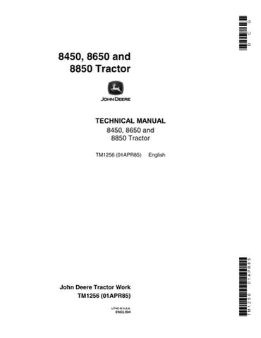 PDF John Deere 8450 8650 8850 4WD Articulated Tractor Technical Service Repair Manual TM1256