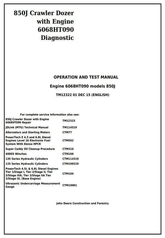 PDF John Deere 850J Crawler Dozer Diagnostic and Test Service Manual TM12322