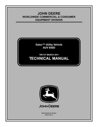 PDF John Deere 850d XUV Gator Utility Vehicle Service Repair Manual TM1737