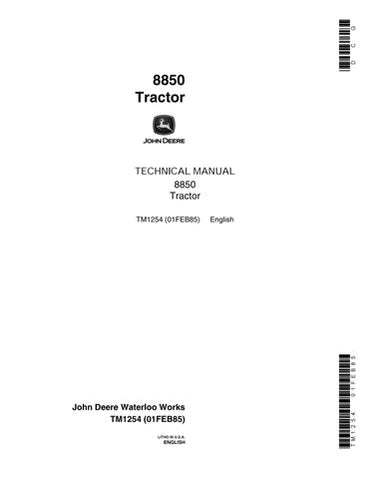 PDF John Deere 8850 4WD Articulated Tractor Technical Service Repair Manual TM1254