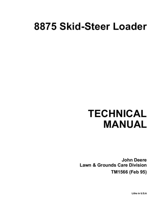 PDF John Deere 8875 Type Skid Steer Loader Technical Service Repair Manual TM1566